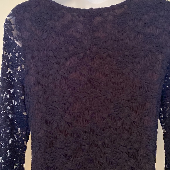 Beautiful Navy Blue Lined Lace Dress - Picture 4 of 7